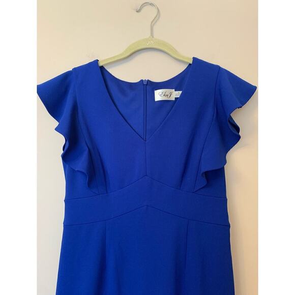 Eliza J Cobalt Blue Flutter Sleeve Knee Length Dress Career Wedding Guest 8P - Picture 3 of 11